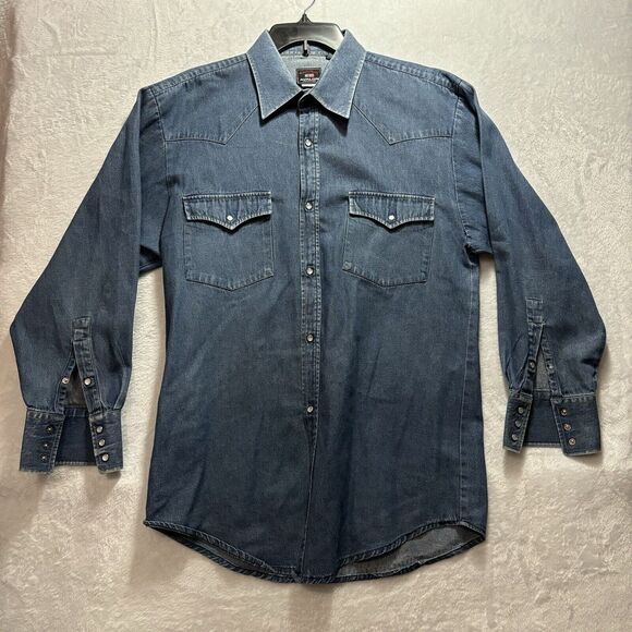 American Classic (AC) Avalon Blue Denim Jacket size Large Mens Pearl snaps - Picture 1 of 10